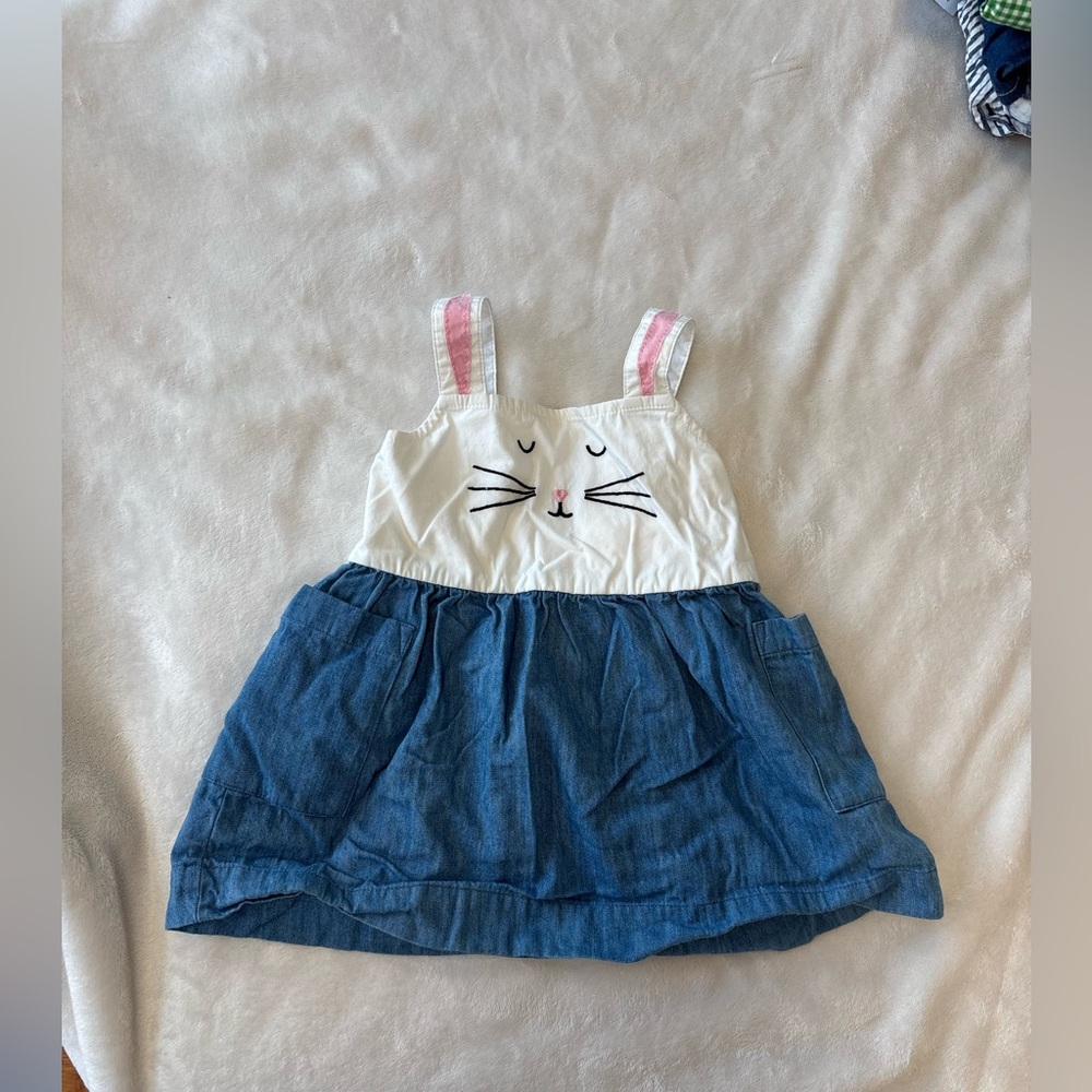 Hanna Andersson bunny Easter overall dress 6-12 months spring